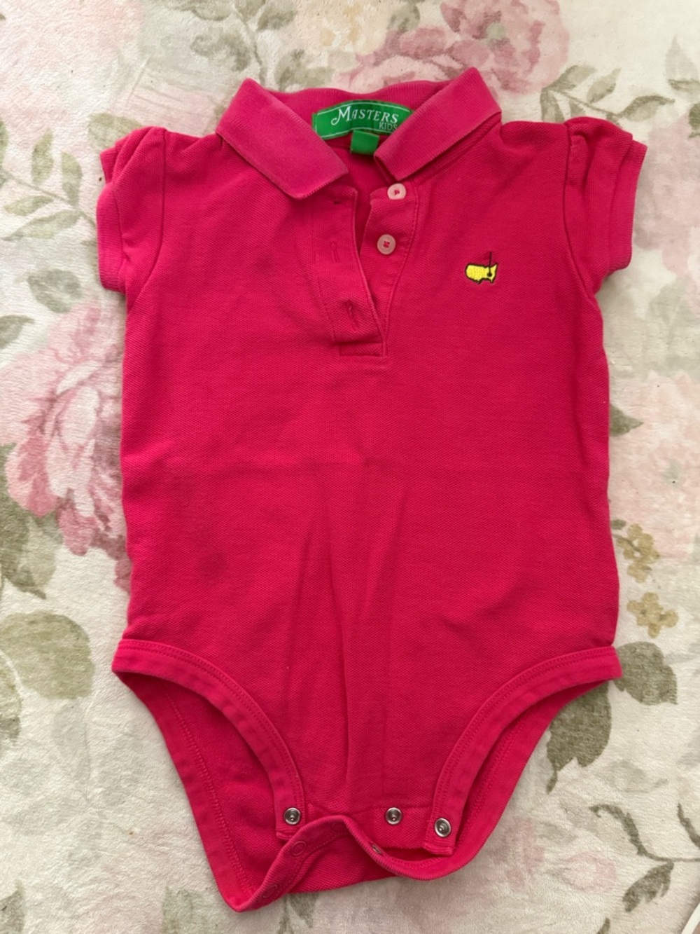 Masters Kids Pink Polo Onesie with Yellow Logo
